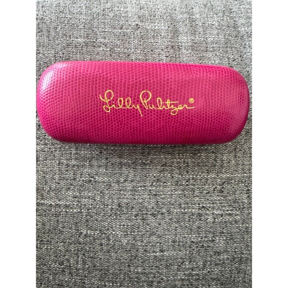 Lilly Pulitzer Glasses Case – Pink Exterior, Blue Velvet Interior – Hard Shell - Picture 1 of 5